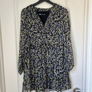 ZARA - Women's Floral Chiffon Dress